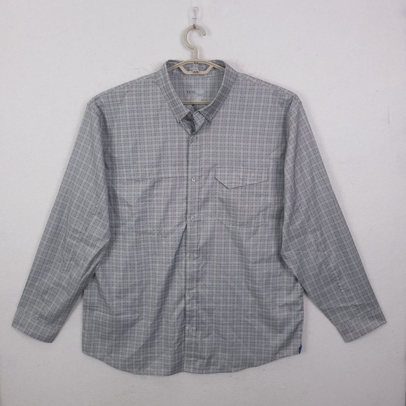 Huk Other - Huk Performance Fishing Button Up Shirt Mens XXL Grey Plaid Long Sleeve Vented